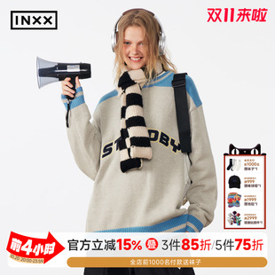INXXStandby 运动休闲感针织衫男撞色拼接卫衣版型套头毛衣女