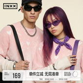 情侣款 宽松慵懒感秋季 毛衣 INXX仿貂毛渐变圆领针织衫 明星同款