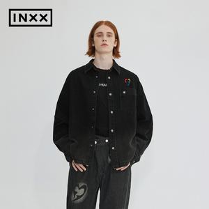 【INXX】ALLPICK 水洗彩色刺绣牛仔衬衫男潮流街头复古衬衣外套
