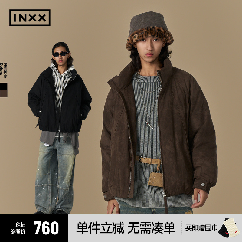 INXX美式休闲立领夹克羽绒服冬季男女同款宽松加厚保暖外套潮