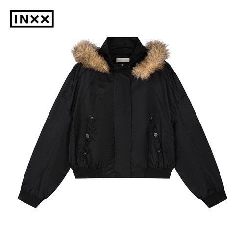 INXX工装飞行员夹克连帽短款棉服
