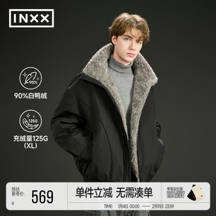 INXX美式复古翻领鸭绒羽绒服男女冬季加厚休闲座山雕夹克外套
