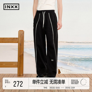 阔腿长裤 男潮牌撞色嵌条设计直筒裤 女 休闲运动卫裤 INXX美式