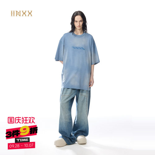 INXX纯棉印花水洗做旧宽松短袖