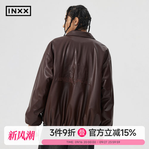 INXXAPYD 日系复古皮衣男宽松机车短款教练飞行夹克廓形外套