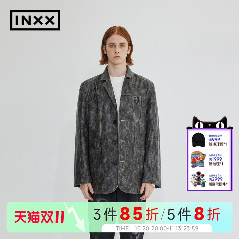 【INXX】 ALLPICK 朋克复古西装外套男洗水肌理小众仿皮