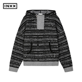 明星同款 宽松连帽上衣情侣款 INXX冬季 休闲基础条纹套头针织衫