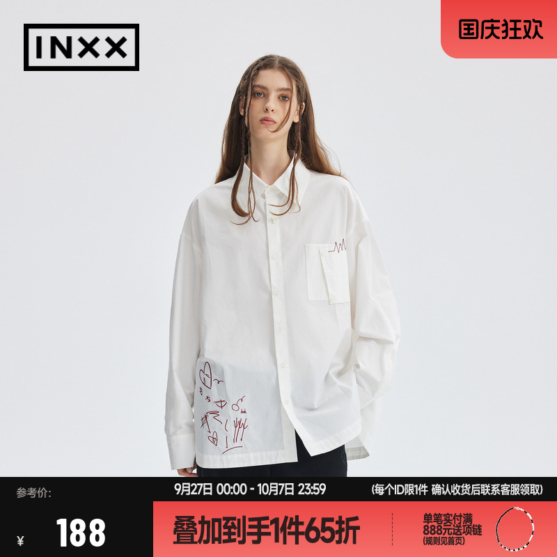 明星同款【INXX】APYD 涂鸦长袖设计感衬衫翻领衬衣宽松上衣