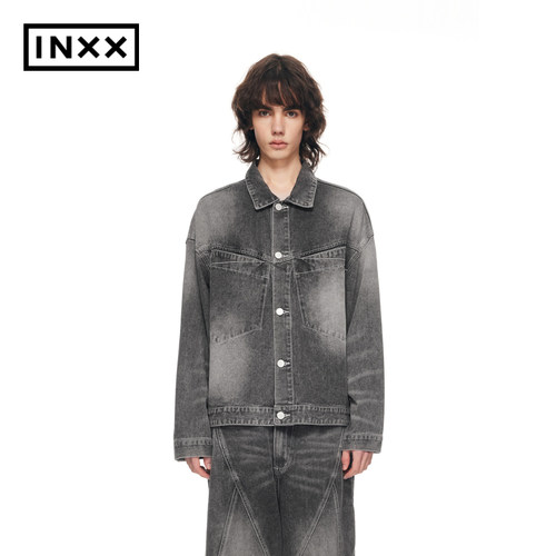 INXX休闲黑灰渐变牛仔夹克