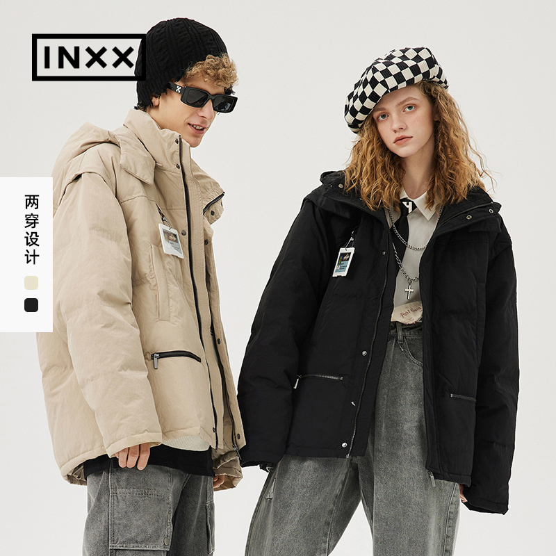 INXX】Standby潮牌工装风白鸭绒宽松连帽羽绒服两穿羽绒马甲-封面