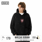 INXXAPYD 简约重磅连帽卫衣男黑色剪破下摆套头帽衫 女潮牌