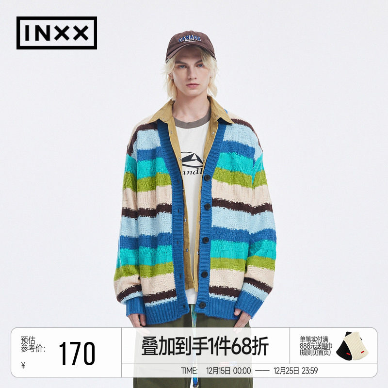 INXX刺绣情侣开衫毛衣