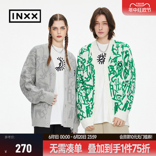 INXX ALLPICK 明星同款 情侣款 复古宽松针织衫 男甲骨文毛衣开衫