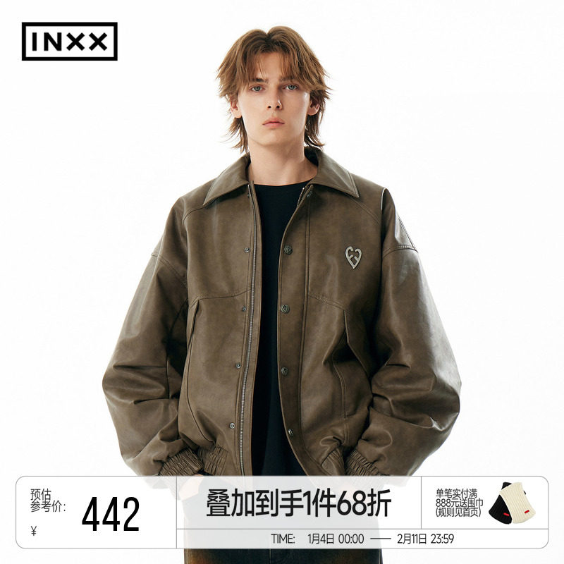 INXXAPYD 美式复古大口袋廓形皮衣男做旧宽松棉服翻领夹克潮,男装,棉衣,淘宝优惠券,粉丝福利购,淘宝优惠卷