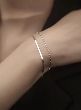 女925银简约双层蛇骨手链