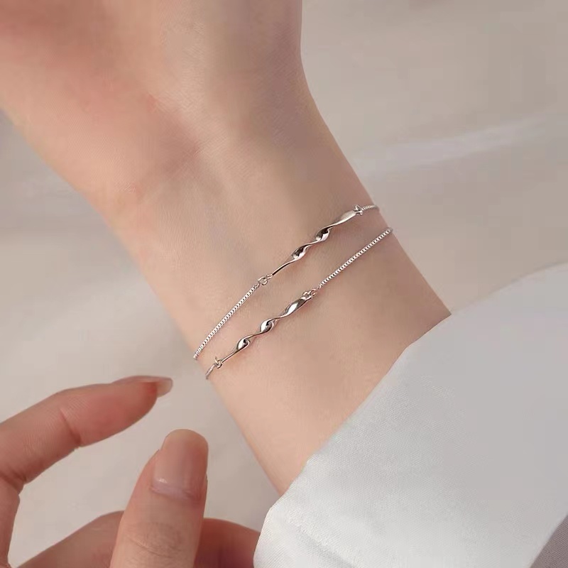 925纯银莫比乌斯双层手链2023款简约冷淡风手环小众设计闺蜜女