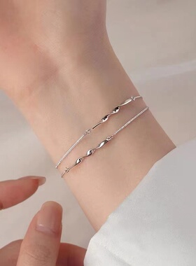 925纯银莫比乌斯双层手链2023款简约冷淡风手环小众设计闺蜜女