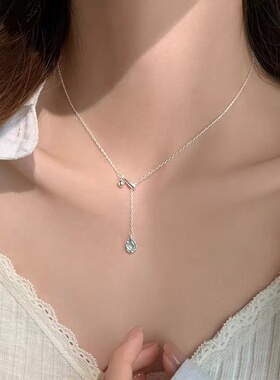 925纯银水滴项链高级感锁骨链女2024新爆款轻奢小众颈链