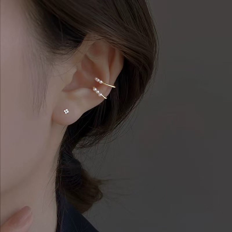 925银珠珠母贝耳夹女新款2025爆款小众耳环金色无耳洞耳饰夏季