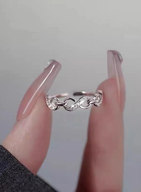 925银无穷爱莫比乌斯戒指女2023年新款开口素圈时尚个性小众设计