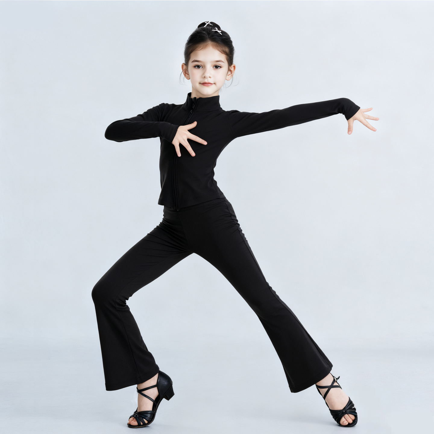 舞蹈生运动套装立领加绒外套裤子