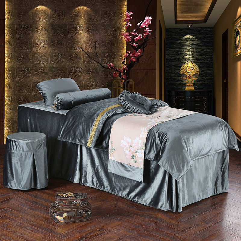 若比邻美容床罩四件套美体按摩床罩欧式美容四件套熏蒸按摩床罩