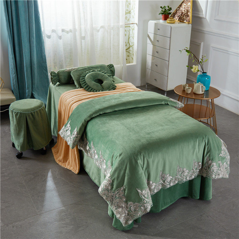 若比邻欧式美容床罩四件套 简约美式美容院床罩美体按摩床套定做