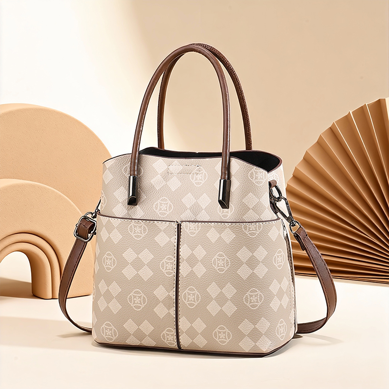 老花印花水桶包女手提包