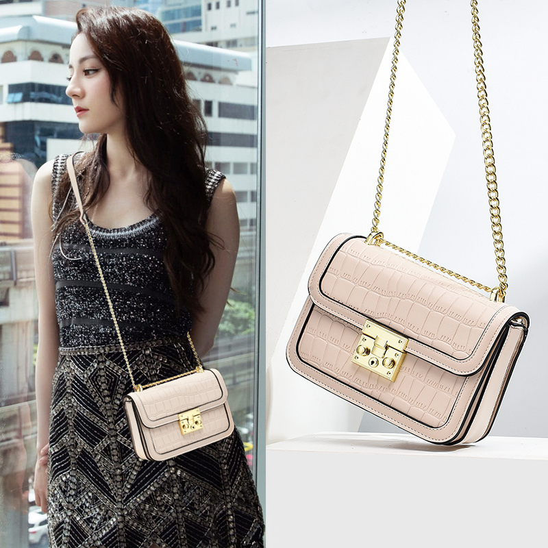 包包女2023新款小方包斜挎包高级感链条包洋气百搭单肩白色迷你潮