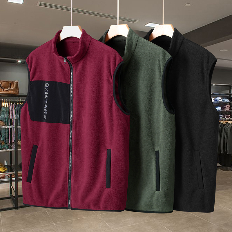 春秋男胖子宽松摇粒绒马甲男加肥加大码无袖坎肩肥佬抓绒马夹背心