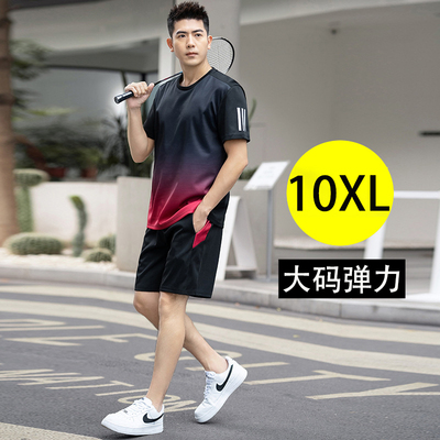 休闲运动套装男大码短袖羽毛球服