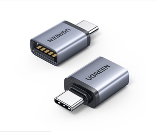 绿联40702Type-C公转USB3.0母转接头-OTG转接头铝壳款US248深空灰