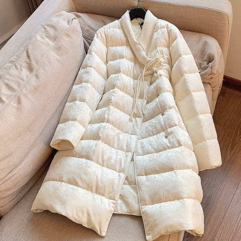 撤柜甩货中式复古禅意真丝提花鹅绒服国风潮盘扣V领加厚羽绒服,女装/女士精品,羽绒服,淘宝优惠券,粉丝福利购,淘宝优惠卷