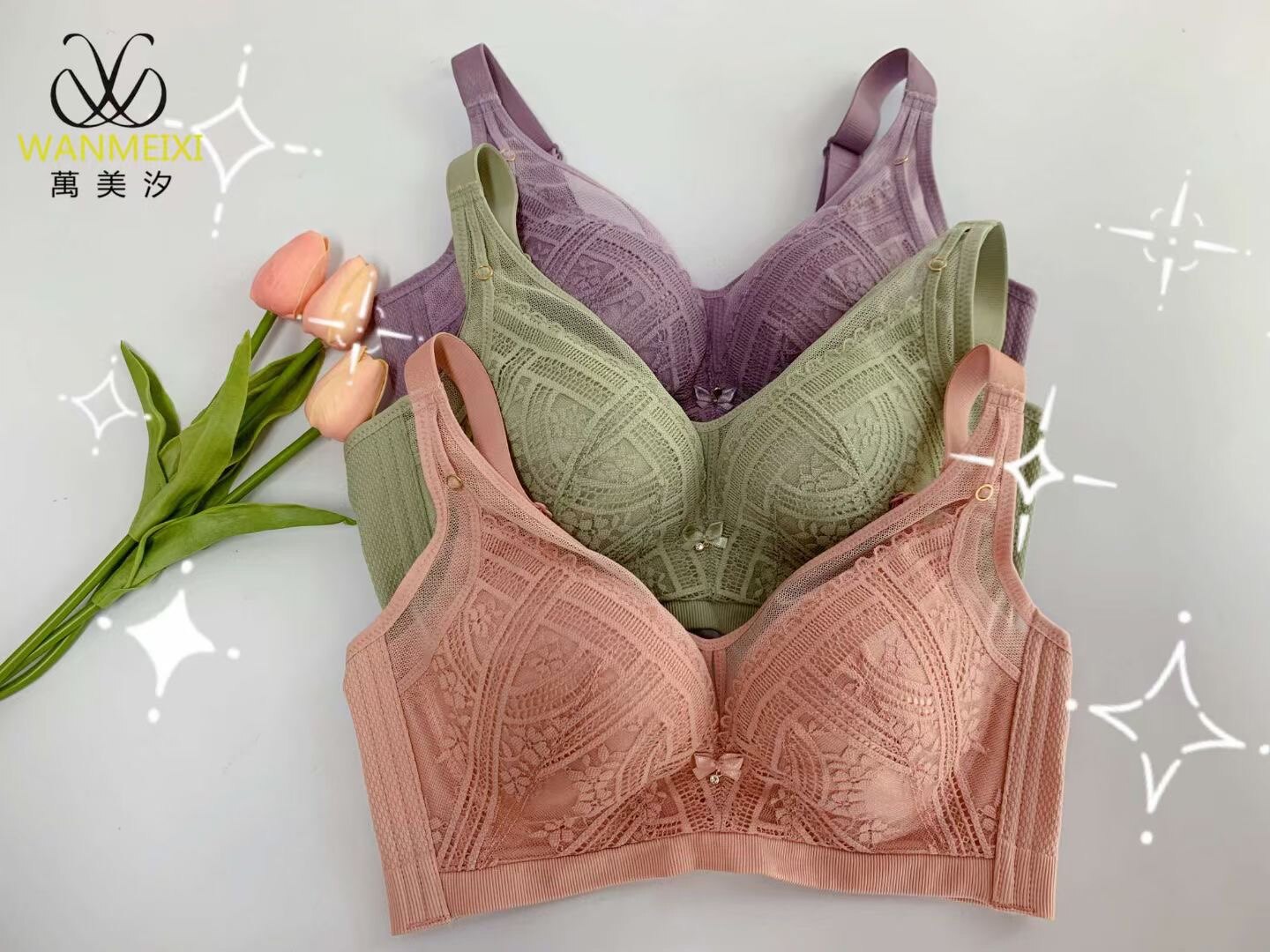 内衣万美汐1245中厚b杯婴儿棉调整型无钢圈养护文胸   包邮