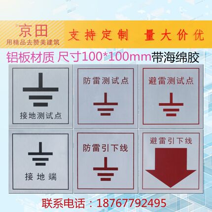 接地端避雷测试点标识牌 防雷引下线面板 等电位端子保护盒箱
