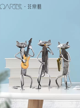 TOOARTS可爱乐队猫摆件新中式客厅办公桌面装饰家居饰品创意礼物A