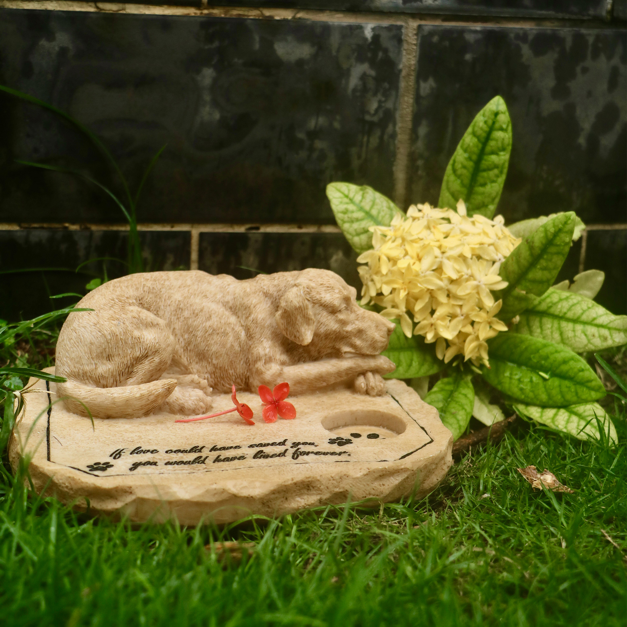 宠物墓碑定制狗狗爪印纪念石小猫咪去世怀念仿石头刻字墓地碑A