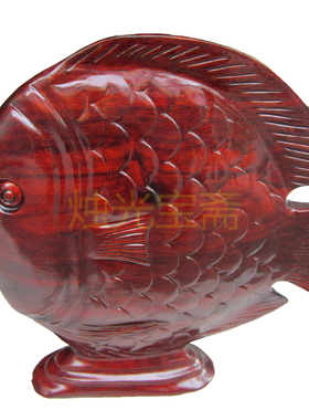 珊瑚鱼海洋鱼摆件铁力木雕刻