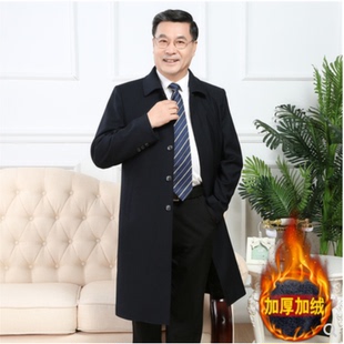 2025春秋冬新款中老年风衣男长款过膝大衣爸爸装中年宽松中长外套