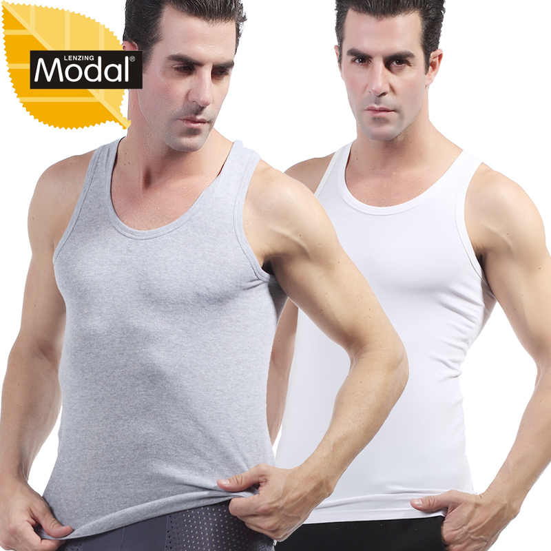 2件浪莎背心男夏莫代尔男士工字运动健身打底内穿紧身常规背汗衫