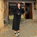 黑色连帽卫衣连衣裙女春季2025新款学院风慵懒松弛感显瘦减龄长裙，女装卫衣/绒衫，Mushroom