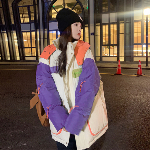 【标90绒】大货已下 个性撞色潮牌男女情侣羽绒服2268p295 k438图片