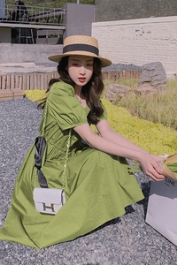 【新款现货】 飘带牛油果绿连衣裙 跑量款280-2231-p65 k118图片