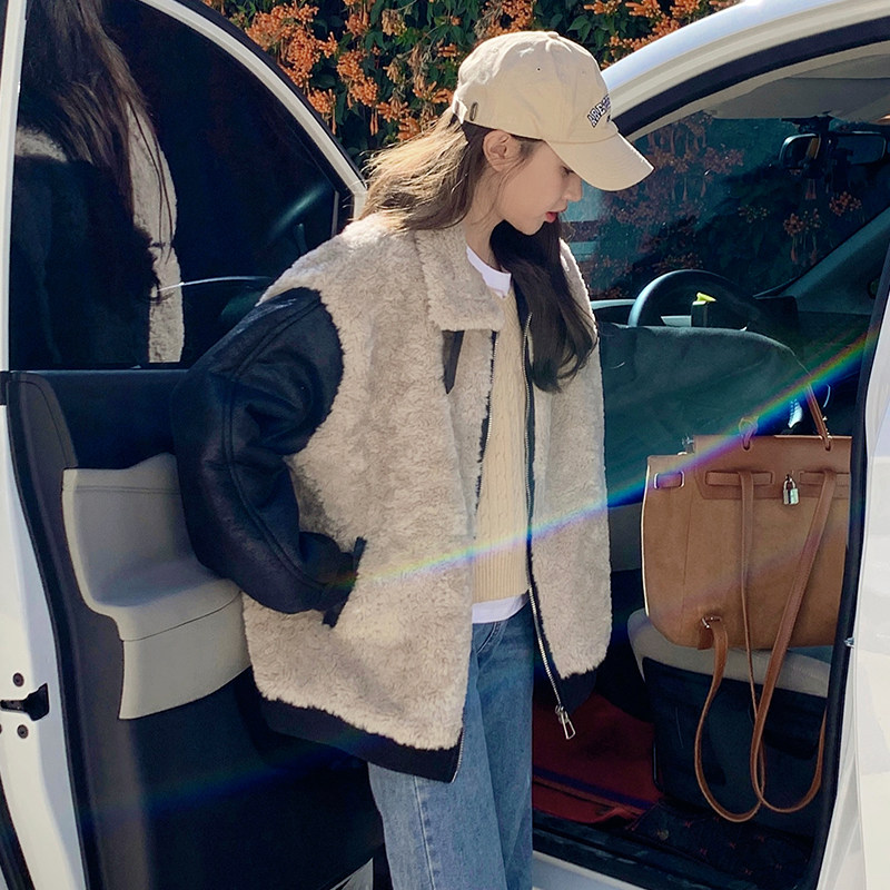 【双11主推】面料已下出货中羊羔毛机车外套2405P185K278,女装短外套,Mushroom