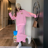 2024新款小个子卫衣裙女韩系学院风开叉半身裙宽松卫衣，女装卫衣/绒衫，Mushroom