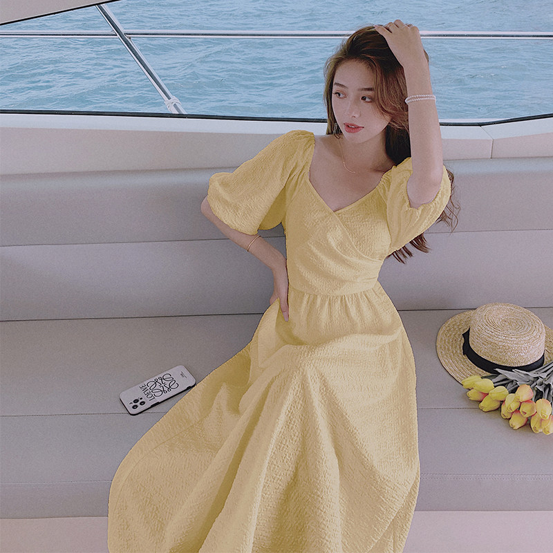 2023夏季现货，露背沙滩连衣裙长裙280-2101-P110K168,女装连衣裙,Mushroom