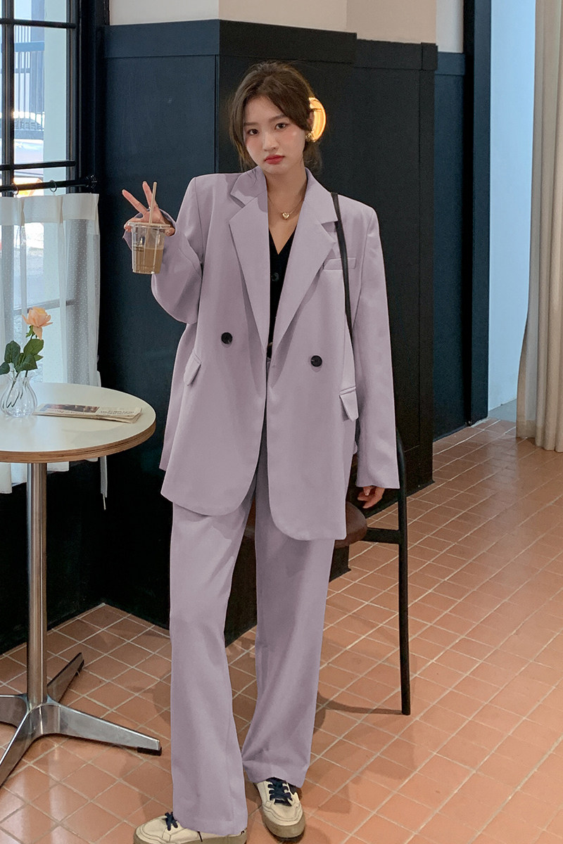 设计感灰紫色小西装女春2025新款韩版休闲宽松职业西服,女装西装,Mushroom