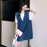 【新款】假两件牛仔连衣裙2281-p105k158，女装套装/套裙，Mushroom