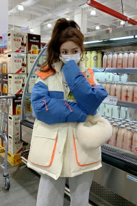 【提供报告】大货已下标90绒情侣款撞色羽绒服2268p295k438图片