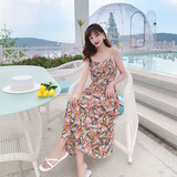 现货，跑量款吊带长裙花色油画小雏菊连衣裙ZB280-891P55K98，女装连衣裙，Mushroom